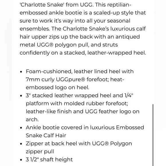 UGG Charlotte Snake Embossed Calf Hair Boots Moonbeam - Picture 2 of 11